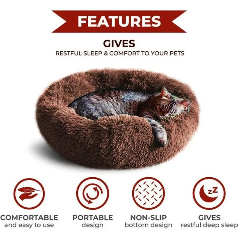 Whiskers & Friends Cat Bed, Cat Beds for Indoor Cats Washable, Orthopedic Soft